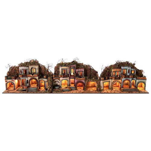 Modular Nativity village complete with 10 cm characters for Neapolitan Nativity Scene, 3 modules, 60x240x35 cm 18