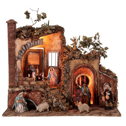 Nativity setting with fountain and characters, Holy Family and Wise Men, for Neapolitan Nativity Scene of 16 cm, 60x70x40 cm 1