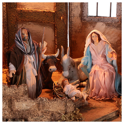 Nativity setting with fountain and characters, Holy Family and Wise Men, for Neapolitan Nativity Scene of 16 cm, 60x70x40 cm 2