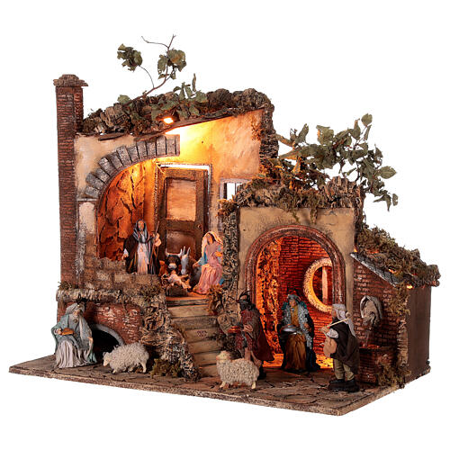 Ambientación fuente y figuras Natividad belén napolitano 16 cm 56x67x40 cm 3