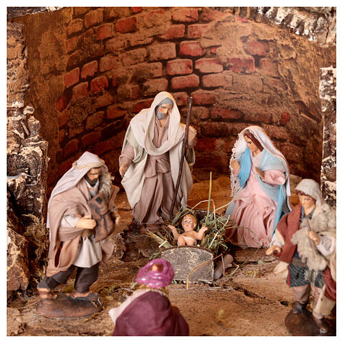 Neapolitan Nativity Scene with lights, mill, waterfall and characters of 10 cm 80x100x60 cm 2