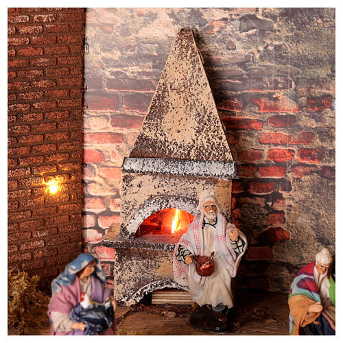 Neapolitan Nativity Scene with lights, mill, waterfall and characters of 10 cm 80x100x60 cm 6