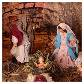 Neapolitan Nativity Scene with lights, mill, waterfall, oven and characters of 10 cm 80x100x60 cm