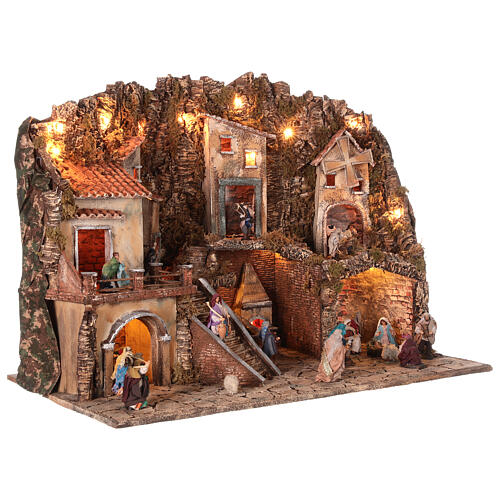Neapolitan Nativity Scene with lights, mill, waterfall, oven and characters of 10 cm 80x100x60 cm 5