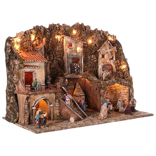 Belén napolitano figuras 10 cm Natividad molino horno cascada 65x85x50 cm 5
