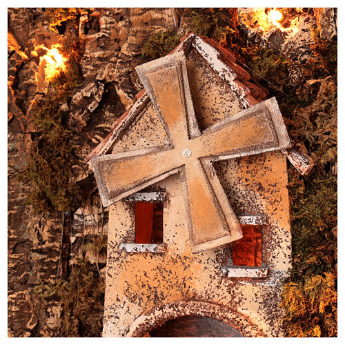 Illuminated Neapolitan Nativity Scene with wind mill, waterfall, oven and characters of 10 cm 80x100x60 cm 7