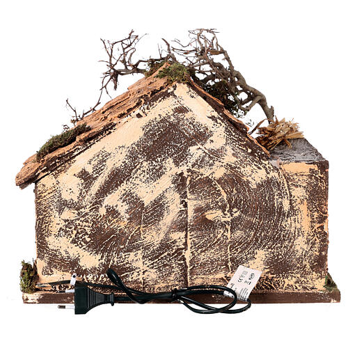 Neapolitanische Krippe Hütte 12-14 cm Holz Kork beleuchtet, 30x40x30 cm 11