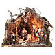 Wood and cork stable for Neapolitan Nativity Scene with 12-14 cm characters, illuminated, 30x40x30 cm s1