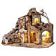 Rustic house with fountain and oven, LED lights, for Nativity Scene with 12 cm characters, 55x70x40 cm s4