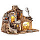 Rustic house with fountain and oven, LED lights, for Nativity Scene with 12 cm characters, 55x70x40 cm s6