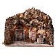 Setting with cave and fountain, lights, for Nativity Scene with 8 cm characters, 30x35x25 cm s1