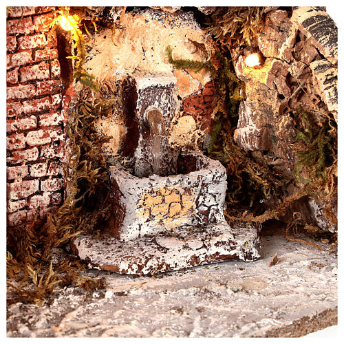Ambientación cueva fuente luces belén 8 cm 30x35x25 cm 2