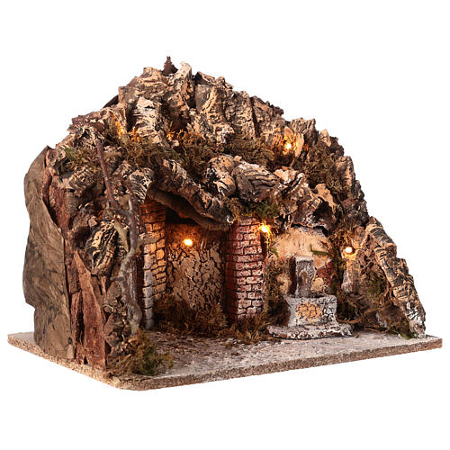 Cave setting fountain lights nativity 8 cm 30X35X25 cm 4