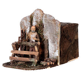 Carpenter, character with 3 mouvements for Nativity Scene of 10 cm, 15x15x20 cm