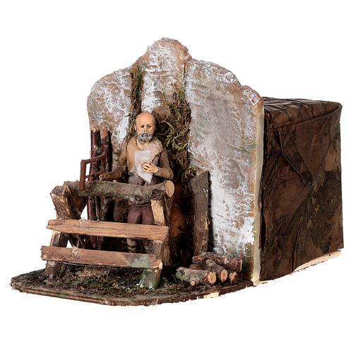 Carpenter, character with 3 mouvements for Nativity Scene of 10 cm, 15x15x20 cm 2