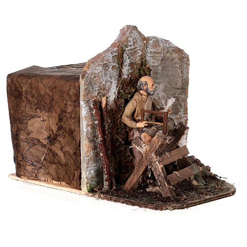 Carpenter, character with 3 mouvements for Nativity Scene of 10 cm, 15x15x20 cm 3
