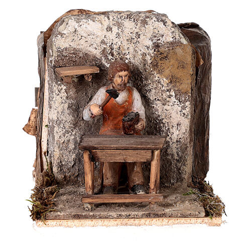 Cobbler, character with 2 mouvements for Nativity Scene of 10 cm, 10x10x15 cm 1