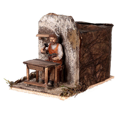 Cobbler, character with 2 mouvements for Nativity Scene of 10 cm, 10x10x15 cm 2