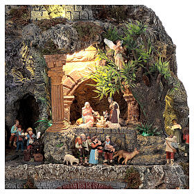 Artistic Nativity Scene with figurines in motion, characters of 6-10 cm, 75x110x60 cm