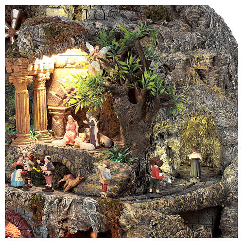 Artistic Nativity Scene with figurines in motion, characters of 6-10 cm, 75x110x60 cm 12