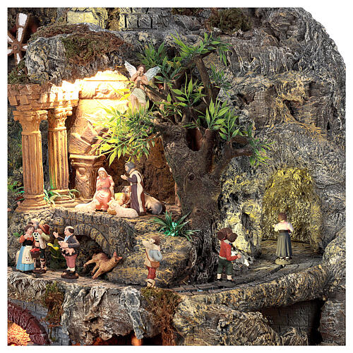 Crèche artistique santons animés 6-10 cm 75x110x60 cm 12