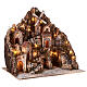 Belén 6-10 cm madera arroyo horno molino y luces 75x75x65 cm s7