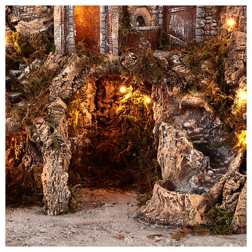 Misteczko, drewno, potok, piec, młyn i światła, 75X75X65cm 2