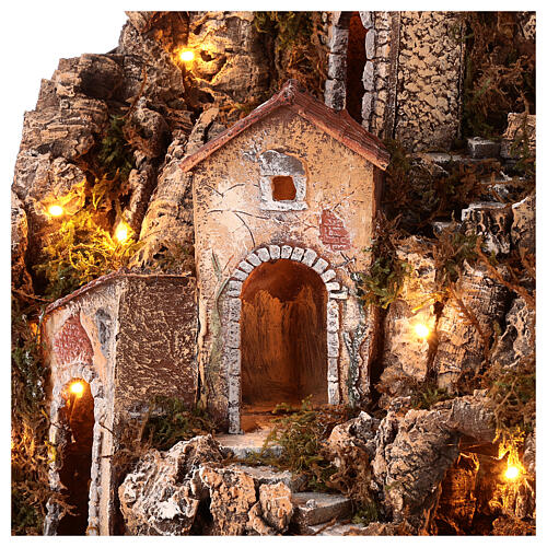 Misteczko, drewno, potok, piec, młyn i światła, 75X75X65cm 6