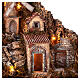 Nativity village for 6-10 cm statues wood stream oven mill lights 75x75x65 cm s9