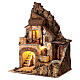 Nativity setting with big house, fountain and oven, 18th century style, for characters of 12 cm, 70x50x40 cm s4