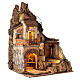 Nativity setting with big house, fountain and oven, 18th century style, for characters of 12 cm, 70x50x40 cm s7