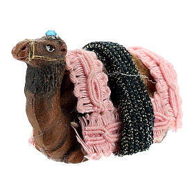 Sitting camel, decorated, for Neapolitan Nativity Scene with characters of 4 cm