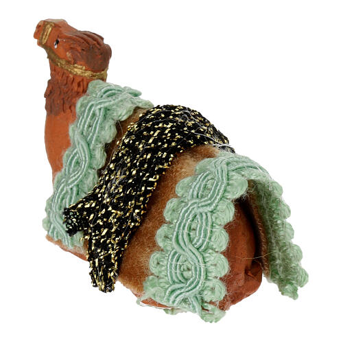 Sitting camel, decorated, for Neapolitan Nativity Scene with characters of 4 cm 4