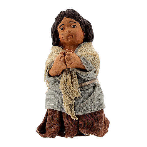 Praying girl figurine kneeling Neapolitan nativity 10 cm 1