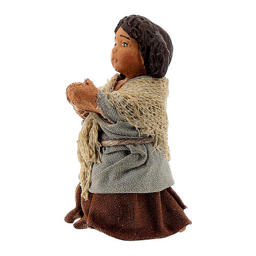 Praying girl figurine kneeling Neapolitan nativity 10 cm 2