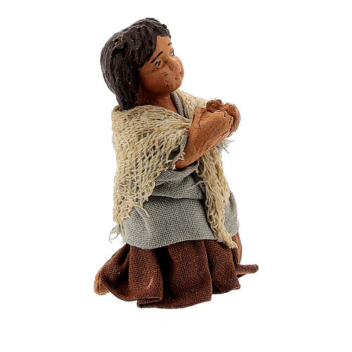 Praying girl figurine kneeling Neapolitan nativity 10 cm 3