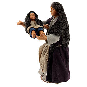Women holding child figurine Neapolitan nativity 10 cm