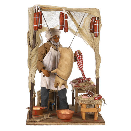 Butcher with pig, animated character for Neapolitan Nativity Scene of 24 cm 1