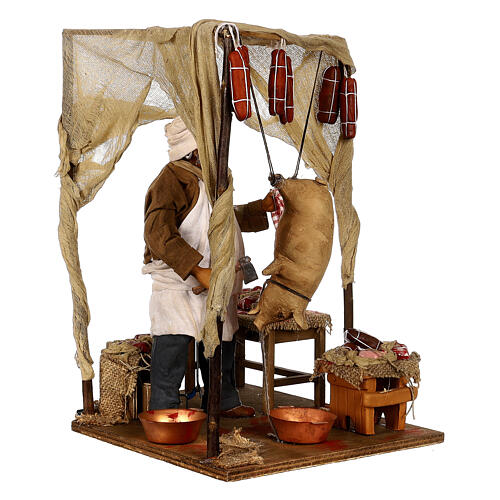 Butcher with pig, animated character for Neapolitan Nativity Scene of 24 cm 7