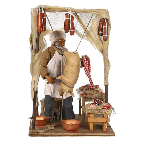 Pig butcher animated Neapolitan nativity scene 24 cm 1