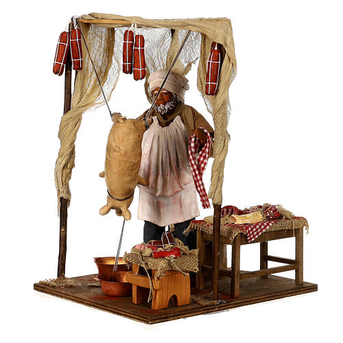 Pig butcher animated Neapolitan nativity scene 24 cm 3