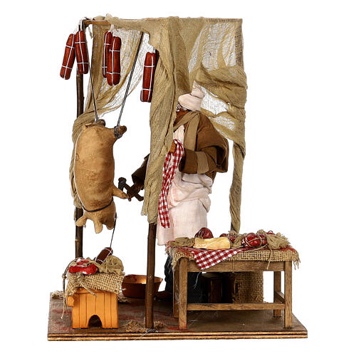 Pig butcher animated Neapolitan nativity scene 24 cm 5