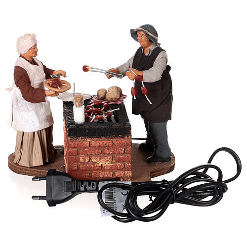 Animated couple grilling meat for Neapolitan Nativity Scene with characters of 14 cm 5