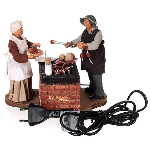 Movimento coppia alla brace presepe napoletano 14 cm 5