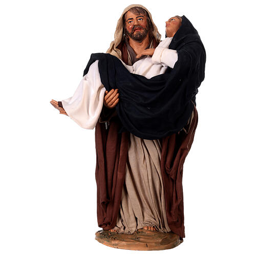 Saint Joseph with Mary pregnant for Neapolitan Nativity Scene with characters of 30 cm 1