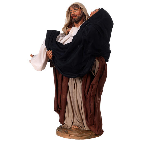 Święty Józef z Maryją brzemienną, szopka neapolitańska 30 cm terakota 3