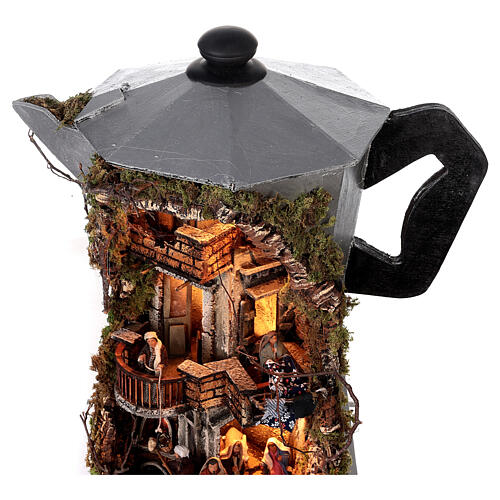 Presépio napolitano cafeteira moka 50x40x25 cm figuras de 6 cm 7