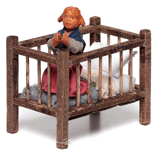 Petite fille qui prie dans son lit crèche napolitaine de 13 cm 2