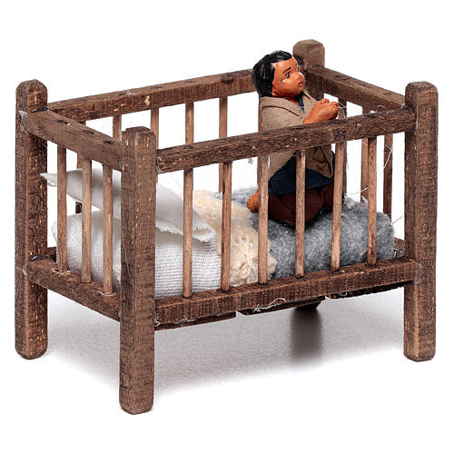 Bambino prega culla per presepe napoletano 10 cm terracotta 3