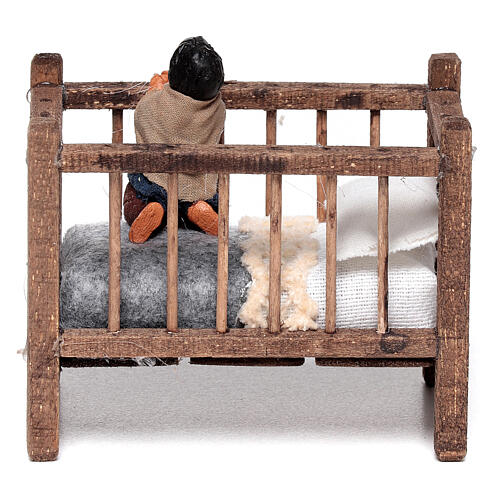 Bambino prega culla per presepe napoletano 10 cm terracotta 5